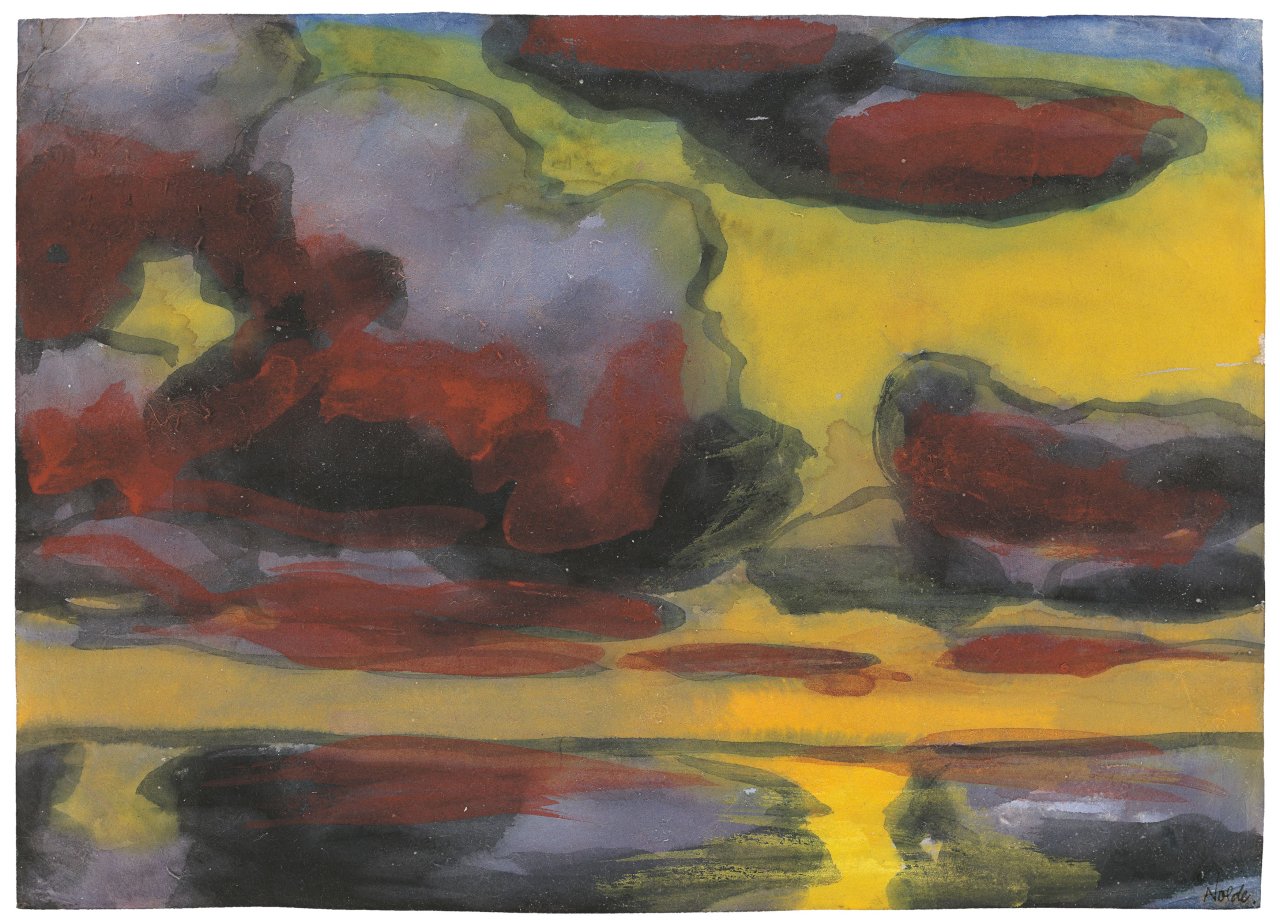 This picture shows the following artwork: Emil Nolde. ”Marschlandschaft mit Abendhimmel”. Circa 1925/30.