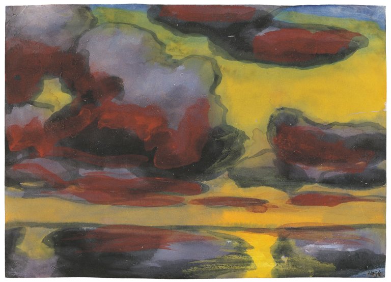 This picture shows the following artwork: Emil Nolde. ”Marschlandschaft mit Abendhimmel”. Circa 1925/30.