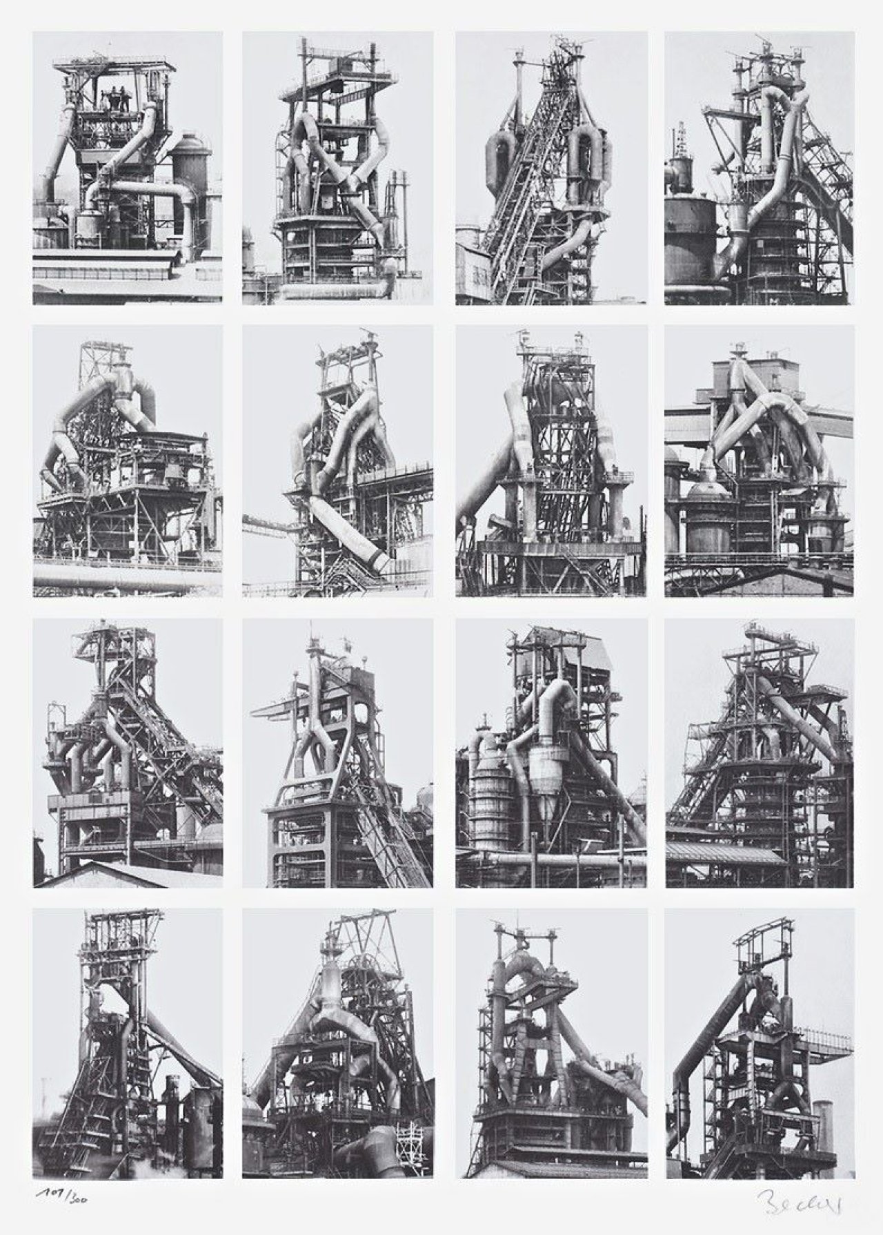 Auf diesem Bild ist das folgende Kunstwerk zu sehen: Bernd und Hilla Becher (Siegen 1931 - 2007 Rostock / Potsdam 1934 - 2015 Düsseldorf). Hochöfen. 1971.