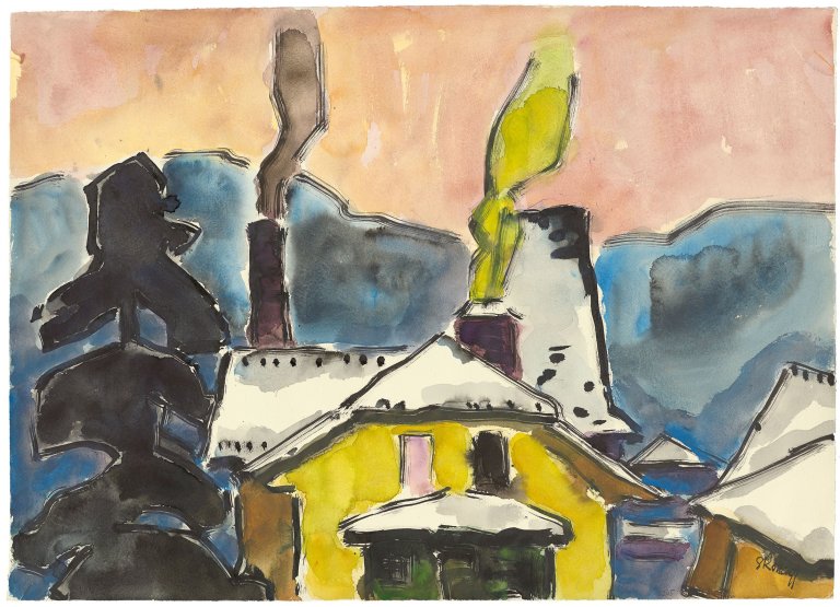 Auf diesem Bild ist das folgende Kunstwerk zu sehen: Karl Schmidt-Rottluff. „Wintermorgen“. 1962.
