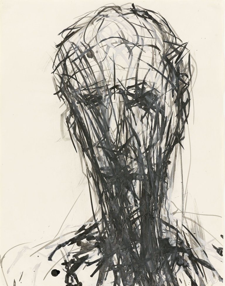 Auf diesem Bild ist das folgende Kunstwerk zu sehen: Max Uhlig. Ohne Titel (Männerkopf). 1995.
