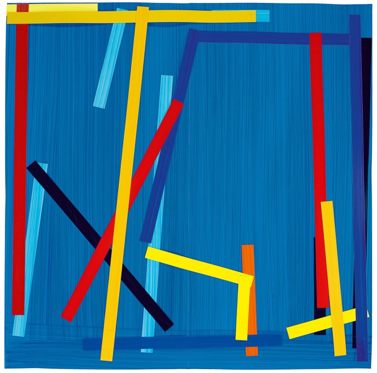 Auf diesem Bild ist das folgende Kunstwerk zu sehen: Imi Knoebel. „Fishing Blue III E“. 2007-2009.