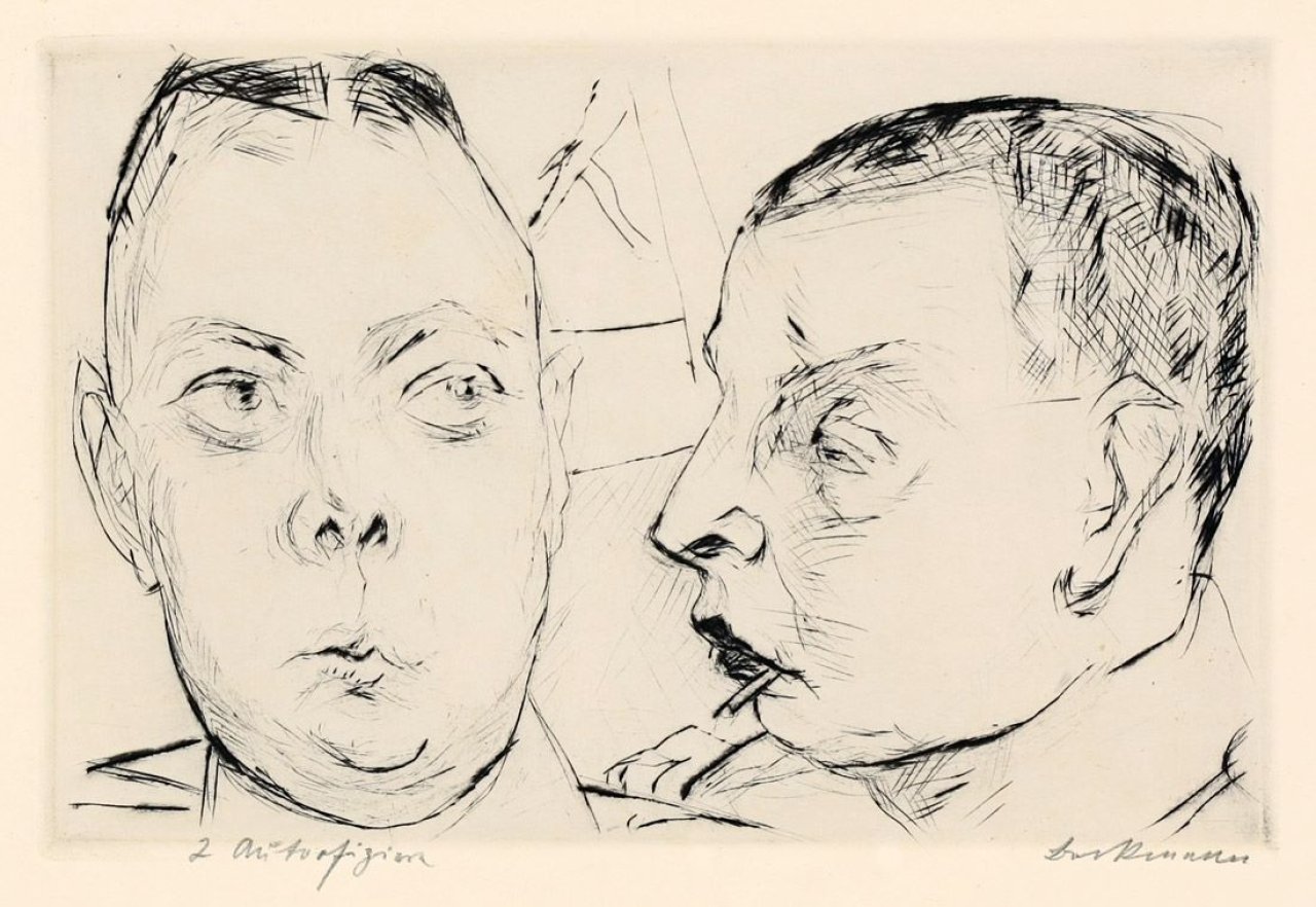 Auf diesem Bild ist das folgende Kunstwerk zu sehen: Max Beckmann. „Zwei Autooffiziere“. 1915.