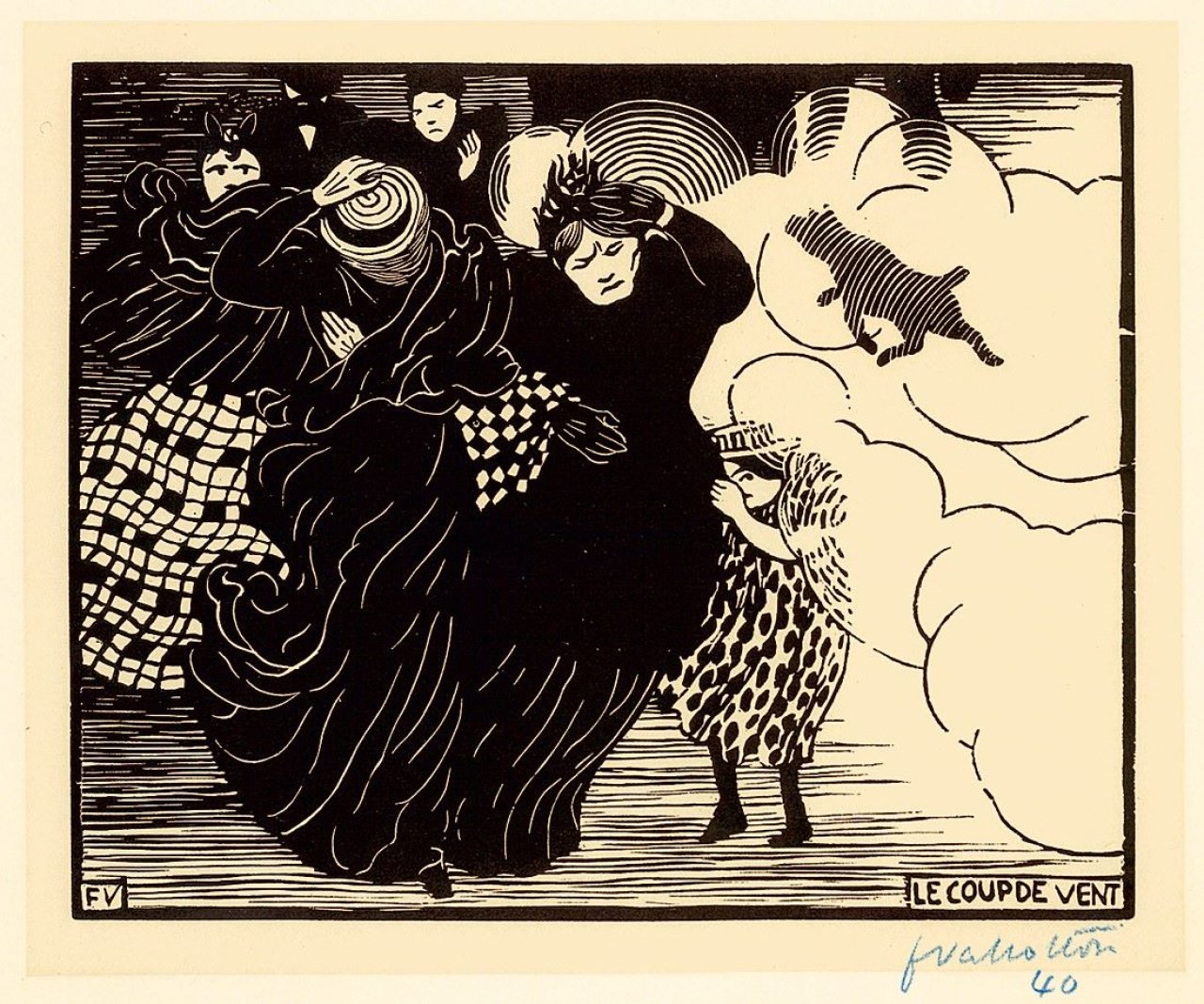 Auf diesem Bild ist das folgende Kunstwerk zu sehen: Félix Vallotton. „Le Coup de Vent“. 1894.