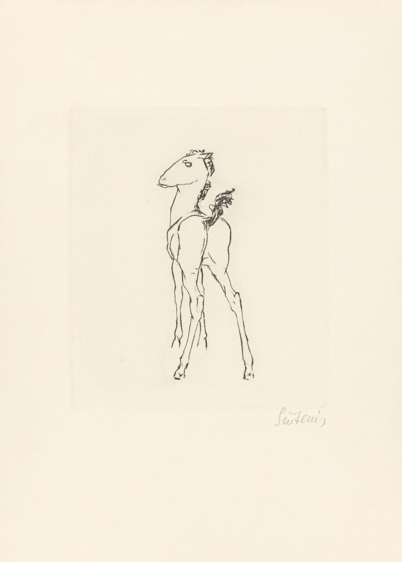 Auf diesem Bild ist das folgende Kunstwerk zu sehen: Renée Sintenis. Stehendes Fohlen. 1920er-Jahre.