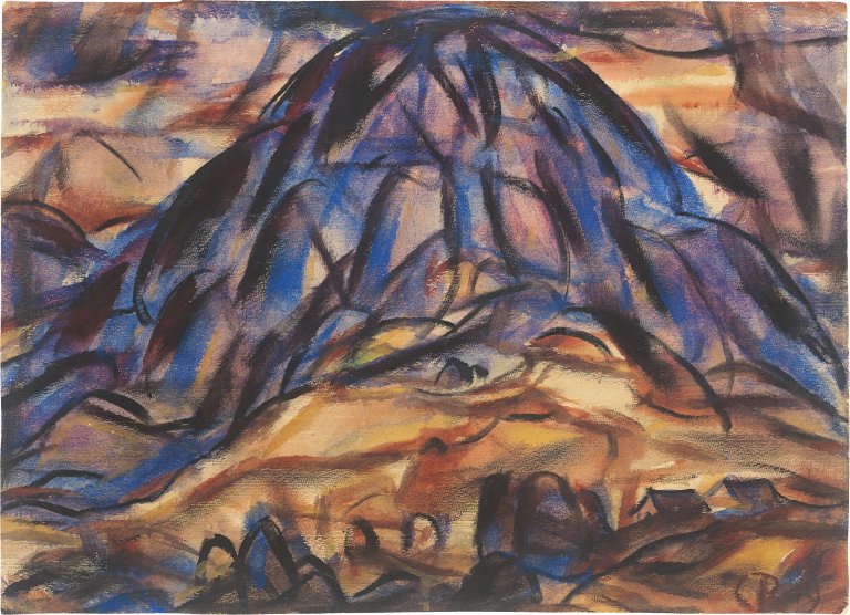 Auf diesem Bild ist das folgende Kunstwerk zu sehen: Christian Rohlfs. „Tyroler Landschaft, Berg“. 1919.
