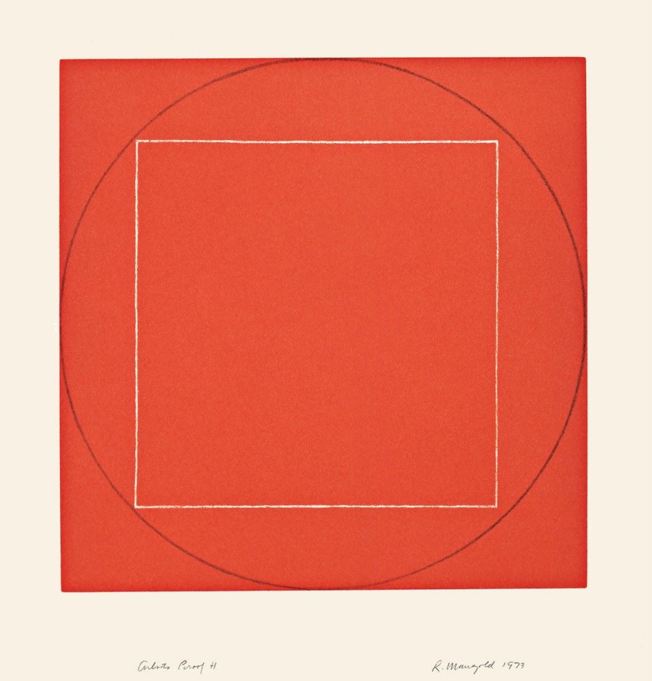 Auf diesem Bild ist das folgende Kunstwerk zu sehen: Robert Mangold. Aus: Seven Aquatints. 1973.