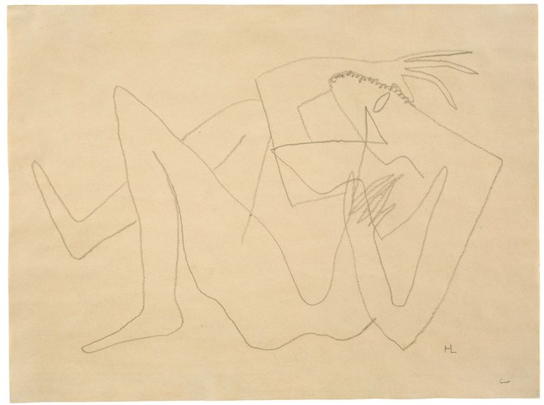 Auf diesem Bild ist das folgende Kunstwerk zu sehen: Henri Laurens. Femme couchée au bras levé. 1949.