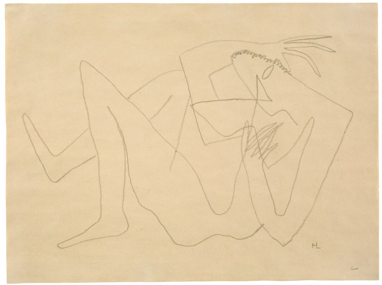 Auf diesem Bild ist das folgende Kunstwerk zu sehen: Henri Laurens. Femme couchée au bras levé. 1949.