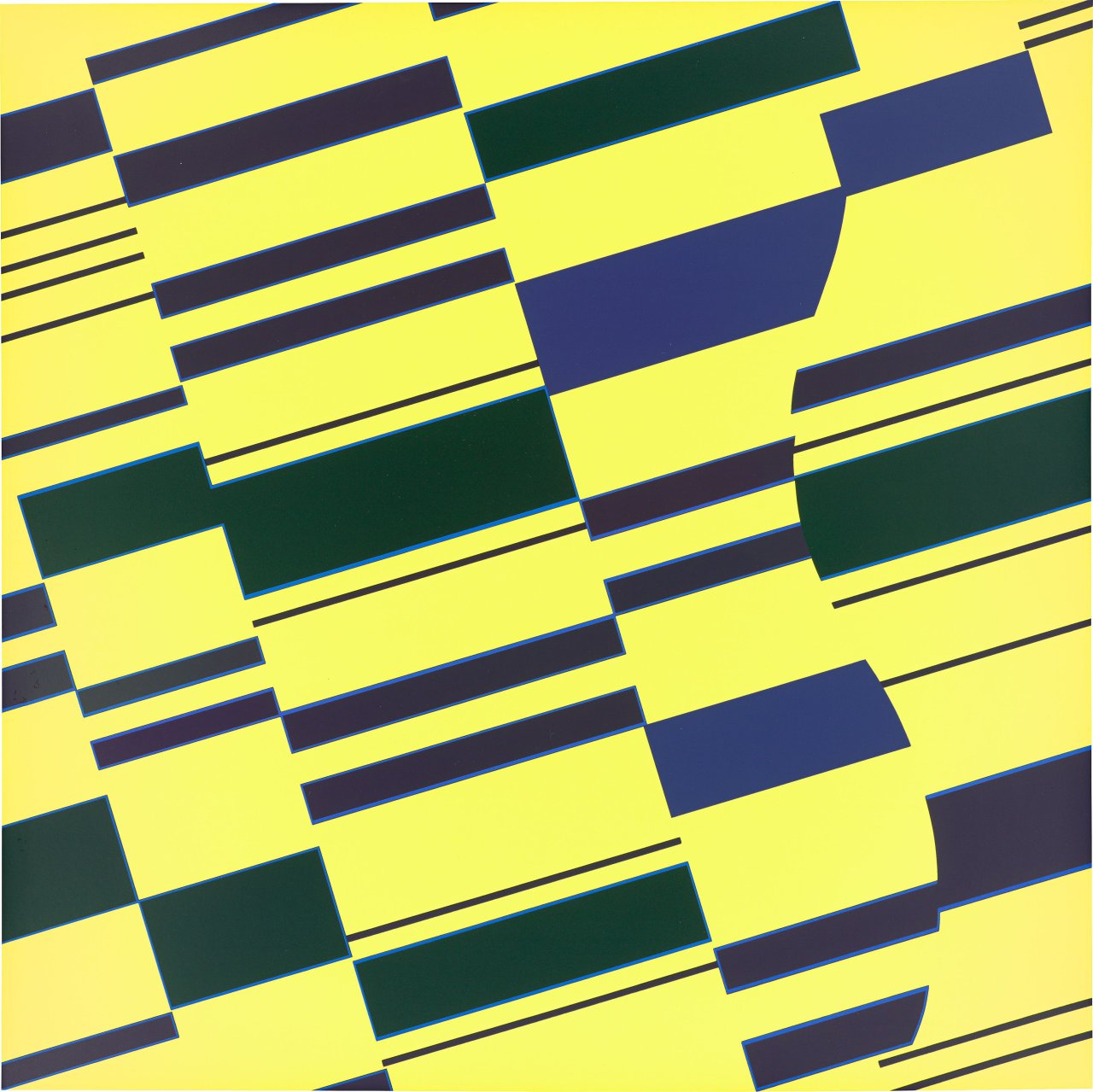 Auf diesem Bild ist das folgende Kunstwerk zu sehen: Günter Fruhtrunk. „Blaue Partikel“. 1963.