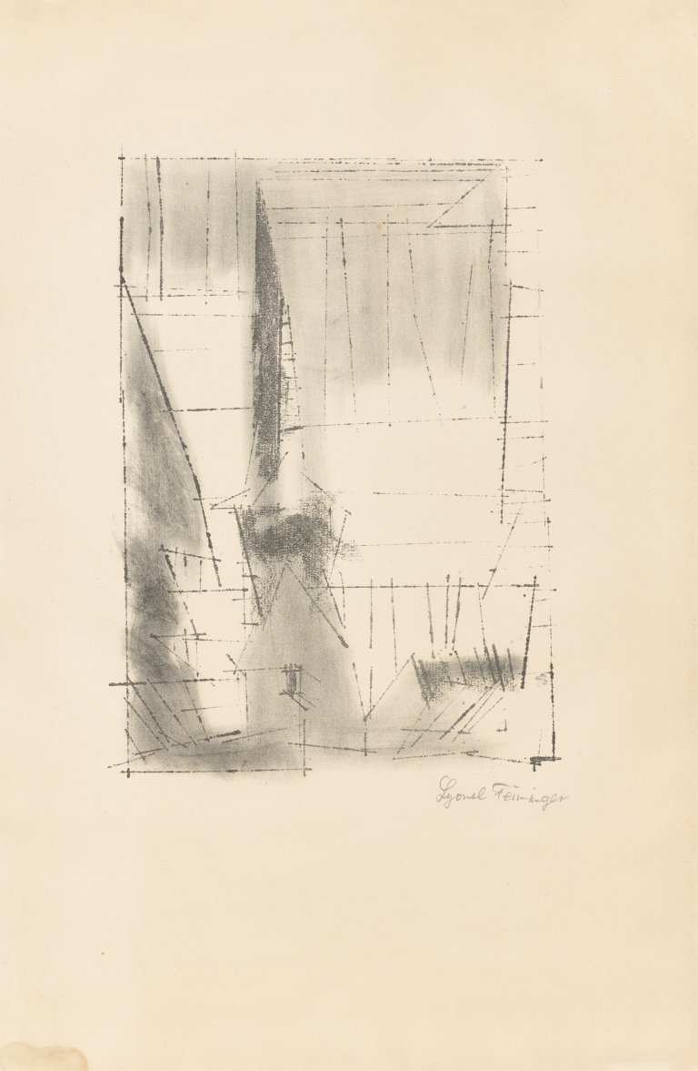 Auf diesem Bild ist das folgende Kunstwerk zu sehen: Lyonel Feininger. „Gelmeroda“. 1955.