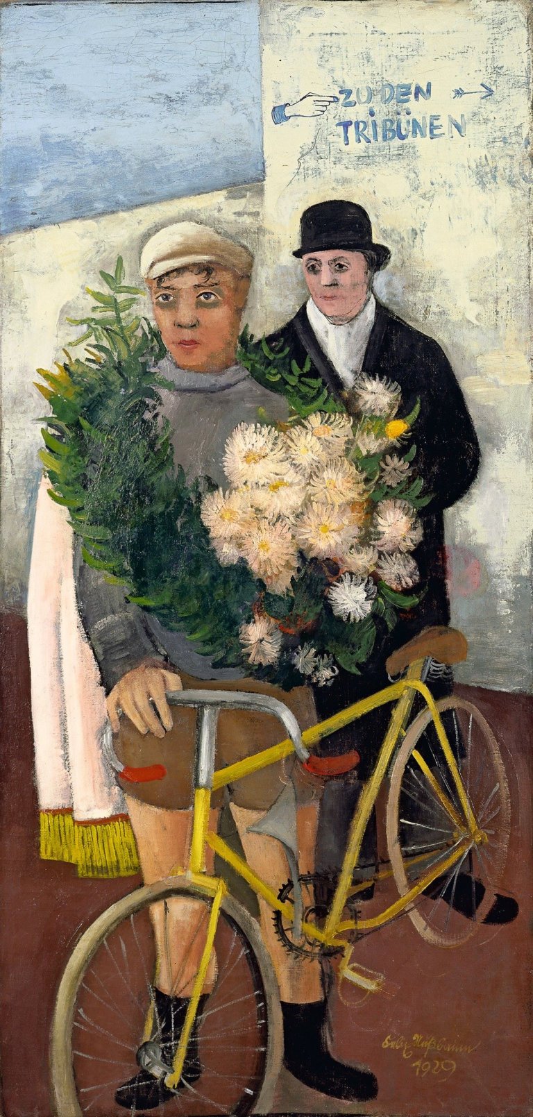 Auf diesem Bild ist das folgende Kunstwerk zu sehen: Felix Nussbaum. „Radrennsieger II“. 1929.
