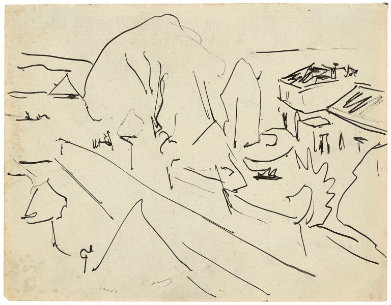 Auf diesem Bild ist das folgende Kunstwerk zu sehen: Ernst Ludwig Kirchner. Blick auf den Müggelsee. Um 1910.