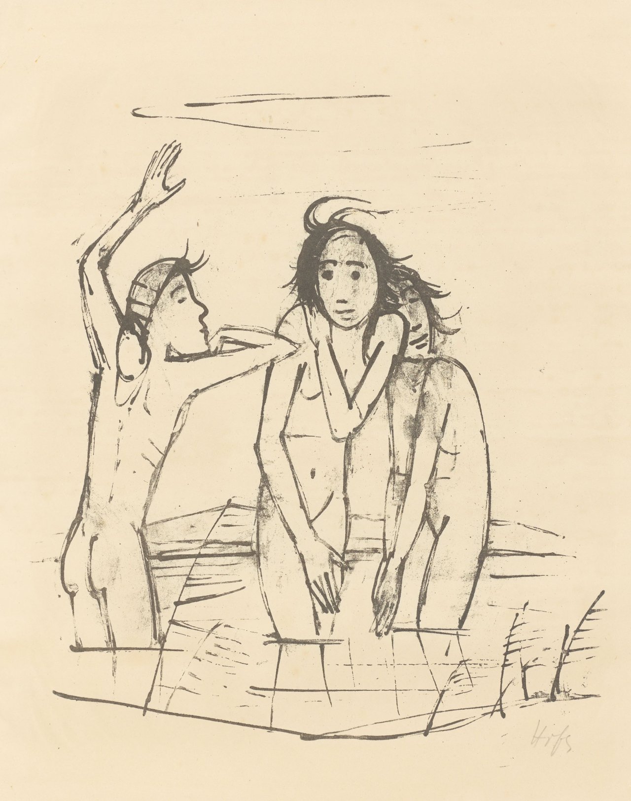 This picture shows the following artwork: Karl Hofer. „Drei Frauen beim Baden“. Circa 1923.