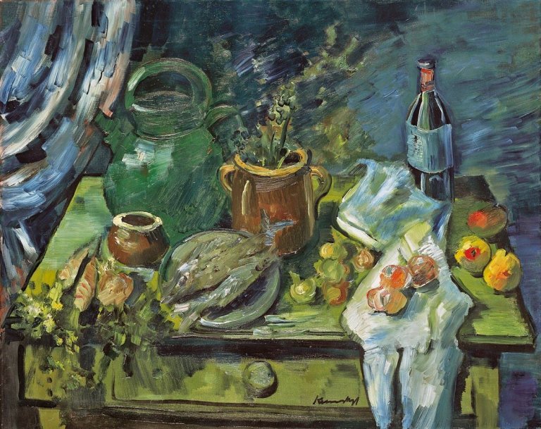 Auf diesem Bild ist das folgende Kunstwerk zu sehen: Bruno Krauskopf. Küchenstilleben. Um 1928.