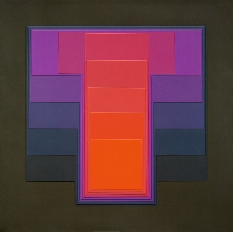 Auf diesem Bild ist das folgende Kunstwerk zu sehen: Karl Gerstner. „Color Sound 1 D“. 1968-79.