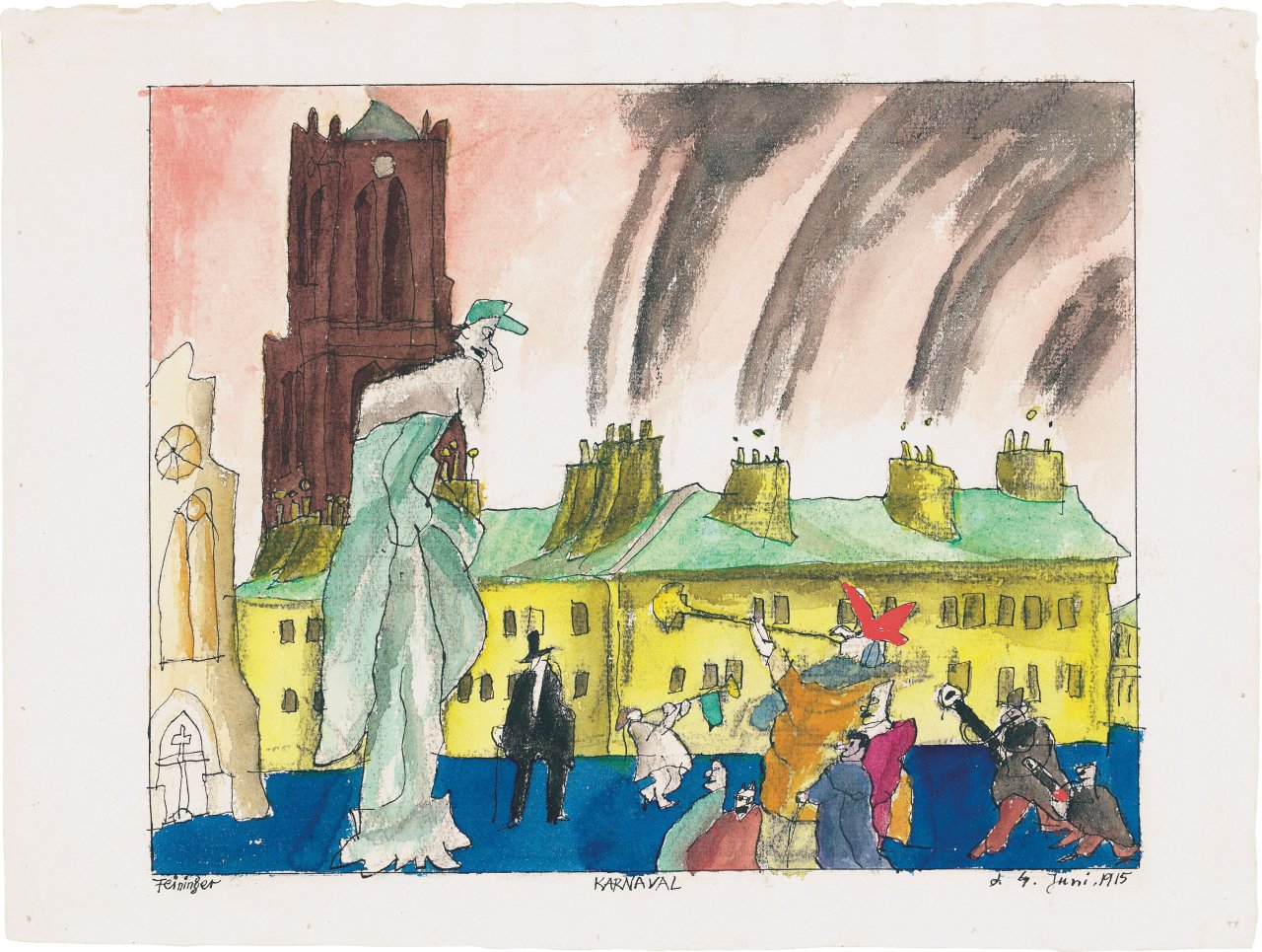 This picture shows the following artwork: Lyonel Feininger. ”KARNAVAL”. 1915.