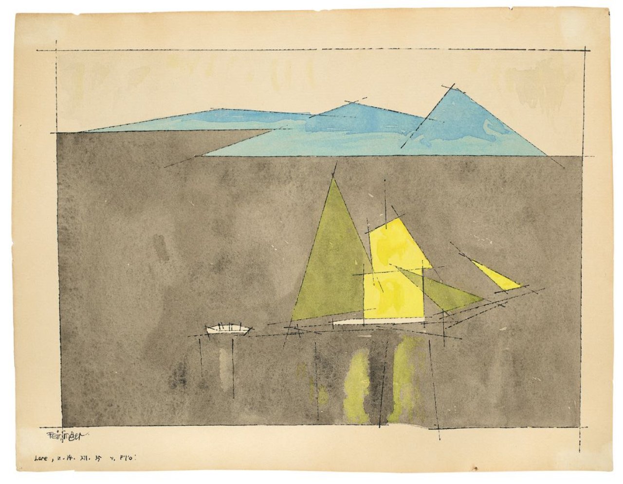 Auf diesem Bild ist das folgende Kunstwerk zu sehen: Lyonel Feininger. Segelschiff. 1935.