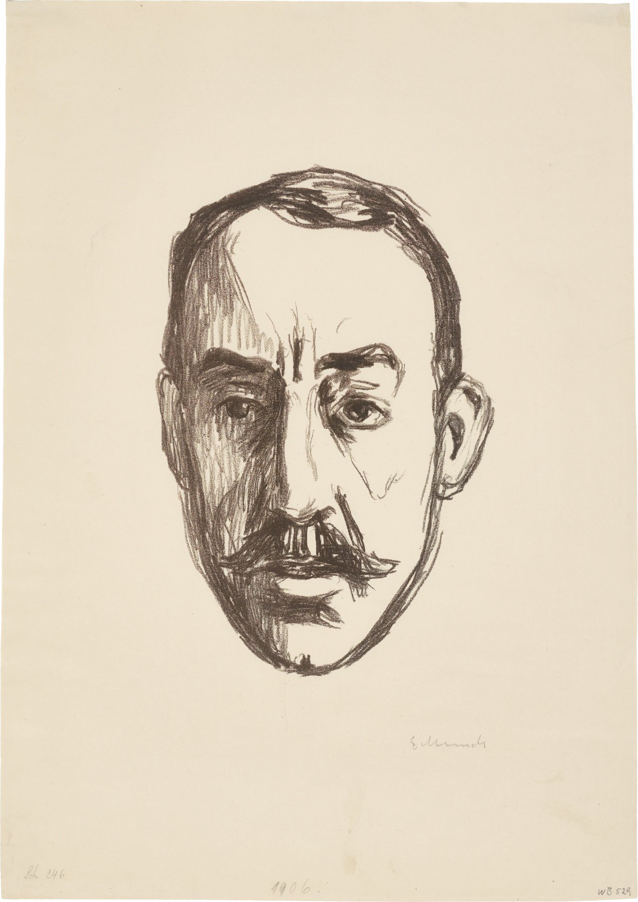 This picture shows the following artwork: Edvard Munch. ”Henry van de Velde”. 1906.