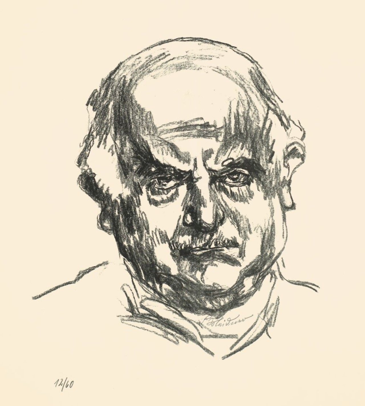 Auf diesem Bild ist das folgende Kunstwerk zu sehen: Ludwig Meidner. Raoul Hausmann / Selbstportrait. 1914/1965.