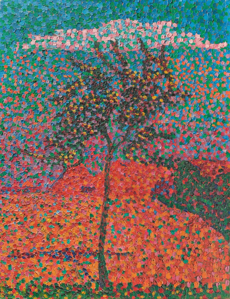 Auf diesem Bild ist das folgende Kunstwerk zu sehen: Gustav Gildemeister. Herbstlicher Baum II (mit rosa Wolke). Um 1907.