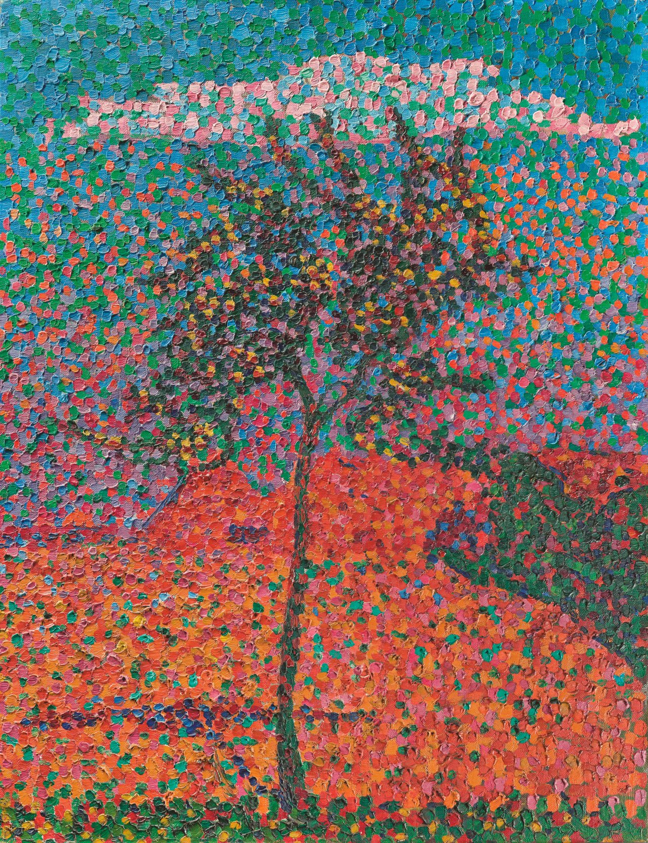 Auf diesem Bild ist das folgende Kunstwerk zu sehen: Gustav Gildemeister. Herbstlicher Baum II (mit rosa Wolke). Um 1907.