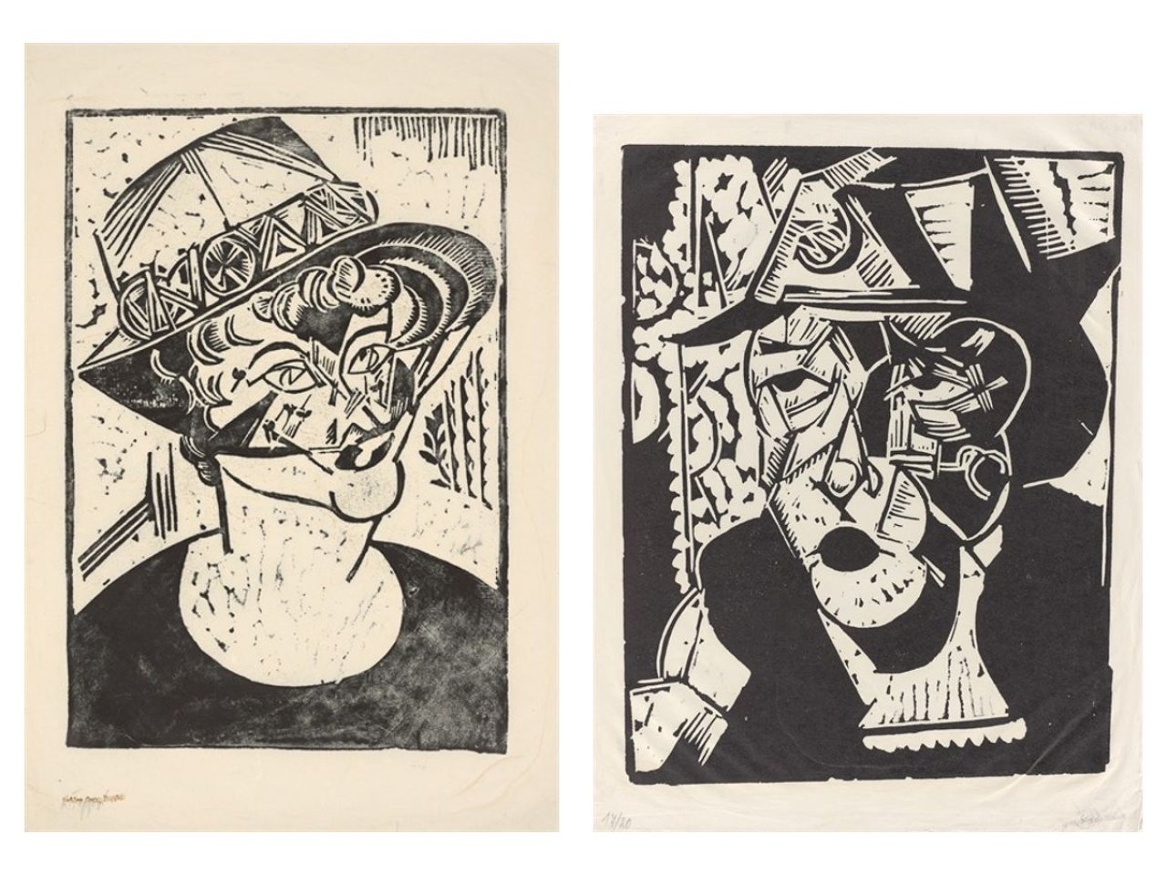 Auf diesem Bild ist das folgende Kunstwerk zu sehen: Georg Tappert. „Mädchen mit Hut und Schleier nach links“ / „Frau mit Hut“. Um 1918 / 1918/63/64.