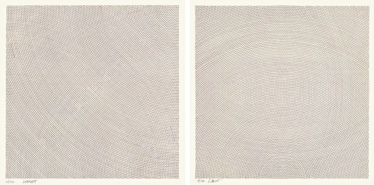 Auf diesem Bild ist das folgende Kunstwerk zu sehen: Sol LeWitt. „Arcs from Corners & Sides (Set of 2)”. 1972.