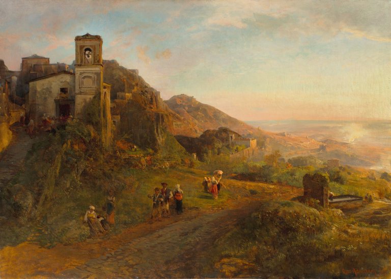 Auf diesem Bild ist das folgende Kunstwerk zu sehen: Oswald Achenbach. Aus der Umgebung von Rom. 1871.