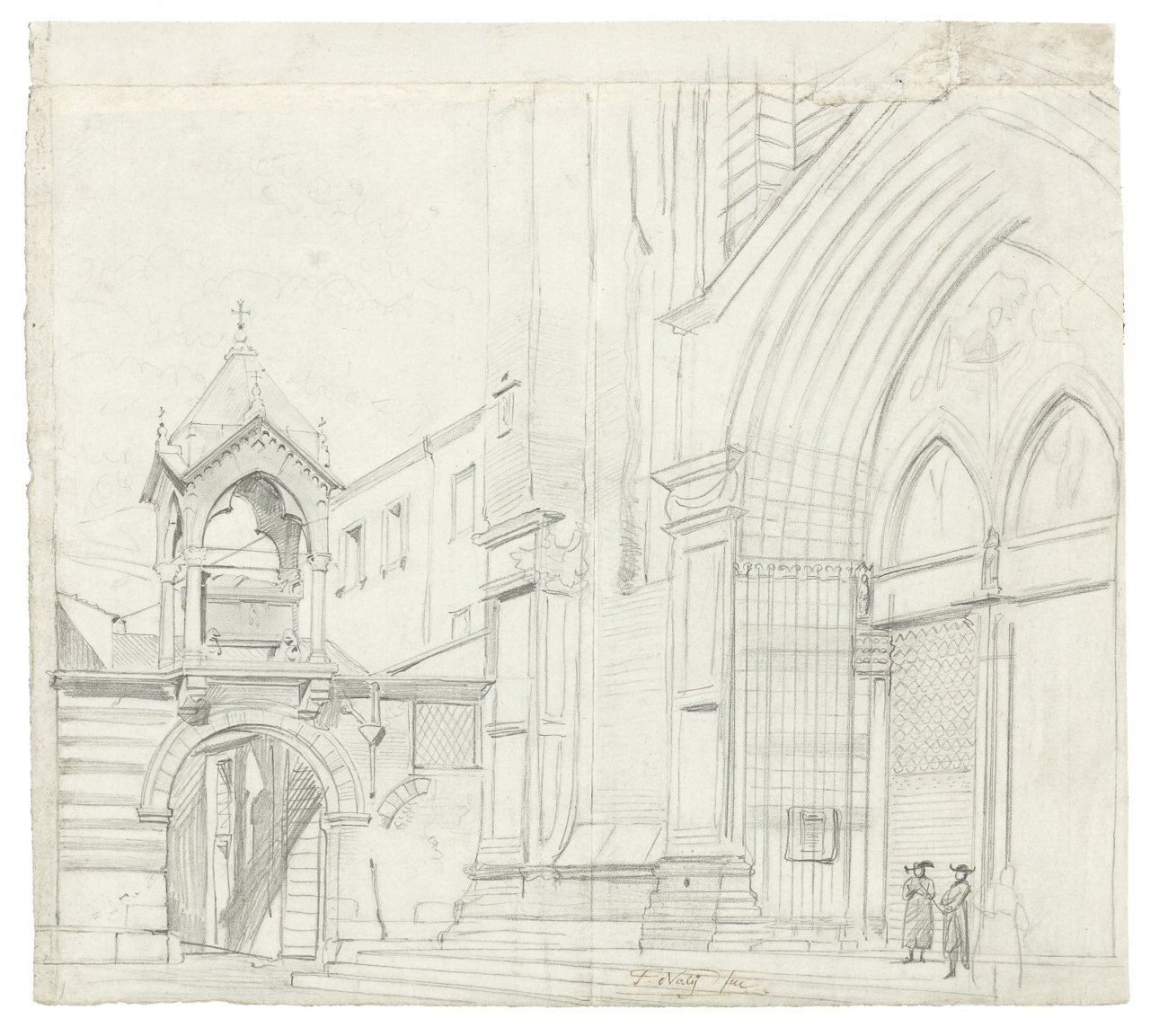 Auf diesem Bild ist das folgende Kunstwerk zu sehen: Friedrich Nerly d. Ä.. Kirchenportal in Italien.
