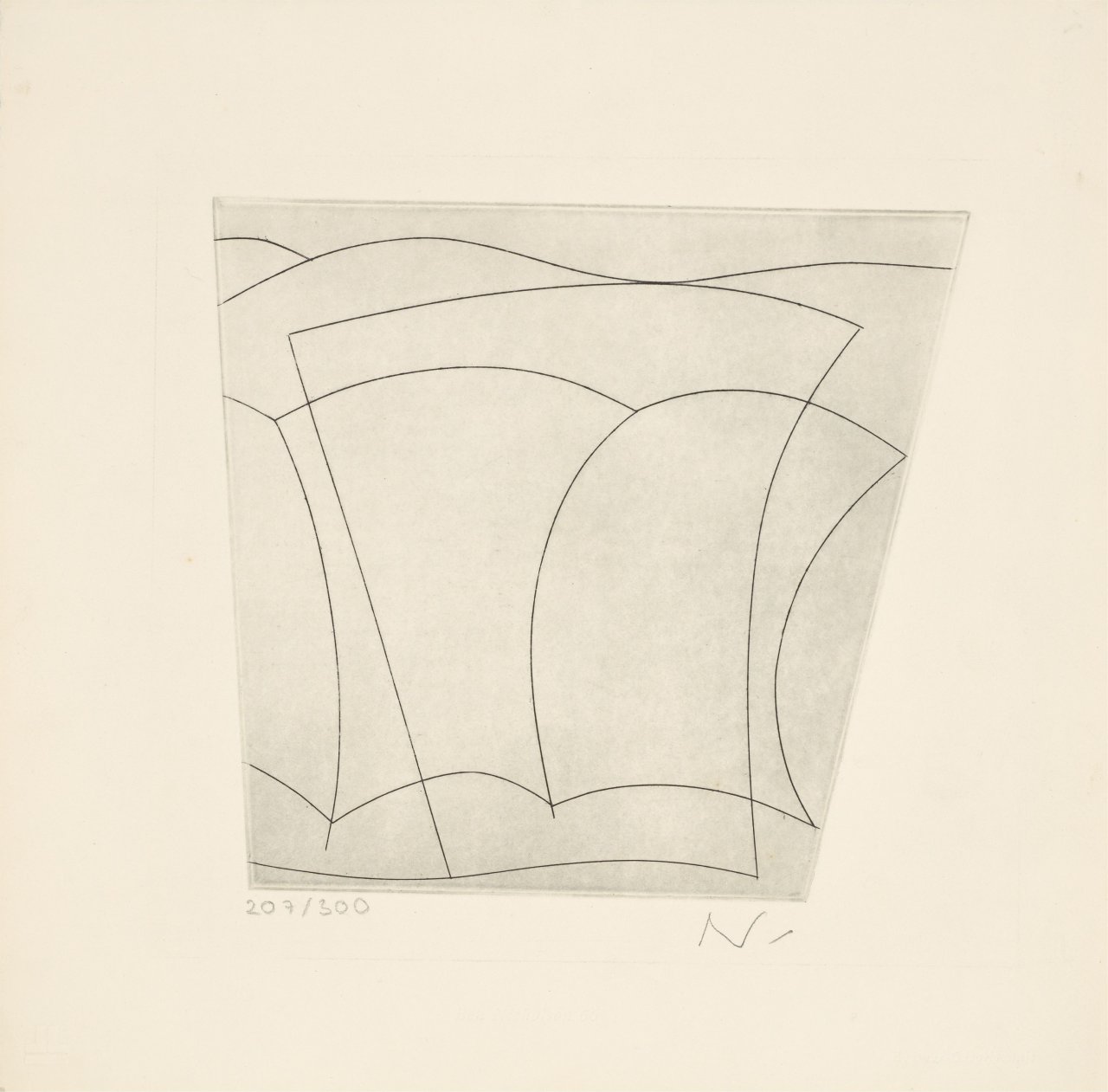 Auf diesem Bild ist das folgende Kunstwerk zu sehen: Ben Nicholson. „Forms in Landscape (columns and jugs)“. 1966.