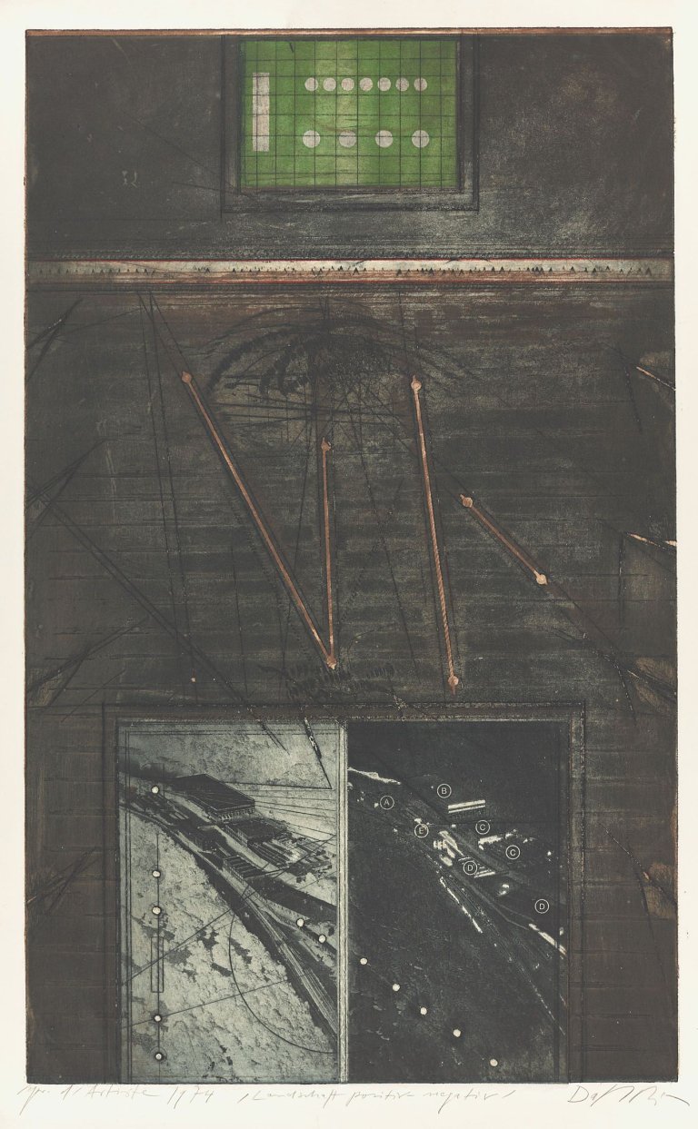 Auf diesem Bild ist das folgende Kunstwerk zu sehen: Karl Fred Dahmen. „Landschaft positiv-negativ“. 1974.