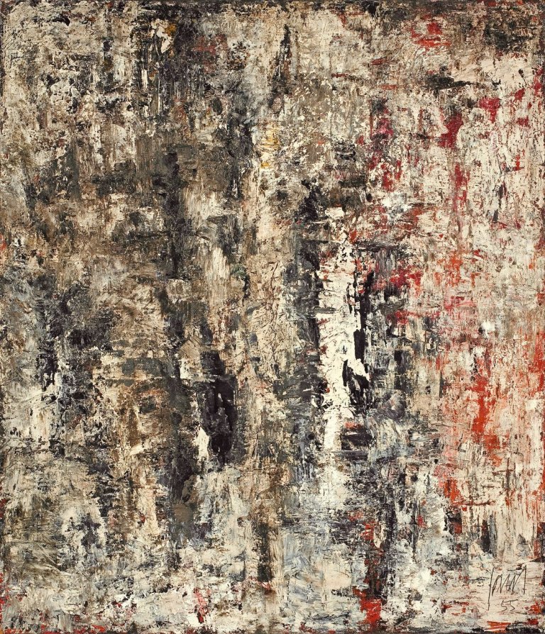 Auf diesem Bild ist das folgende Kunstwerk zu sehen: Winfred Gaul. „O.T. (Kl. Palimpsest)“. 1955.