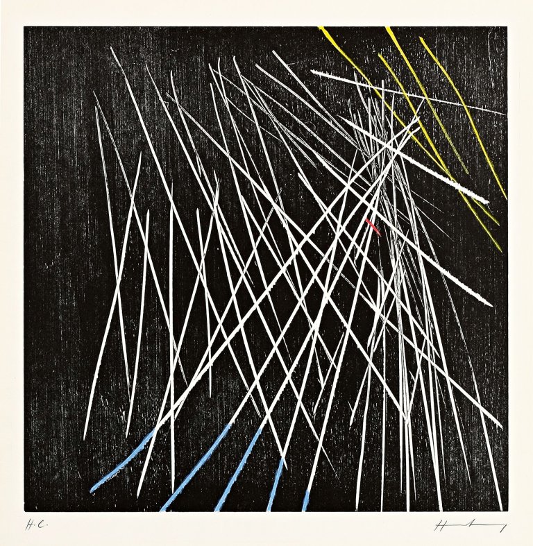 Auf diesem Bild ist das folgende Kunstwerk zu sehen: Hans Hartung. „H-1973-8“. 1973.