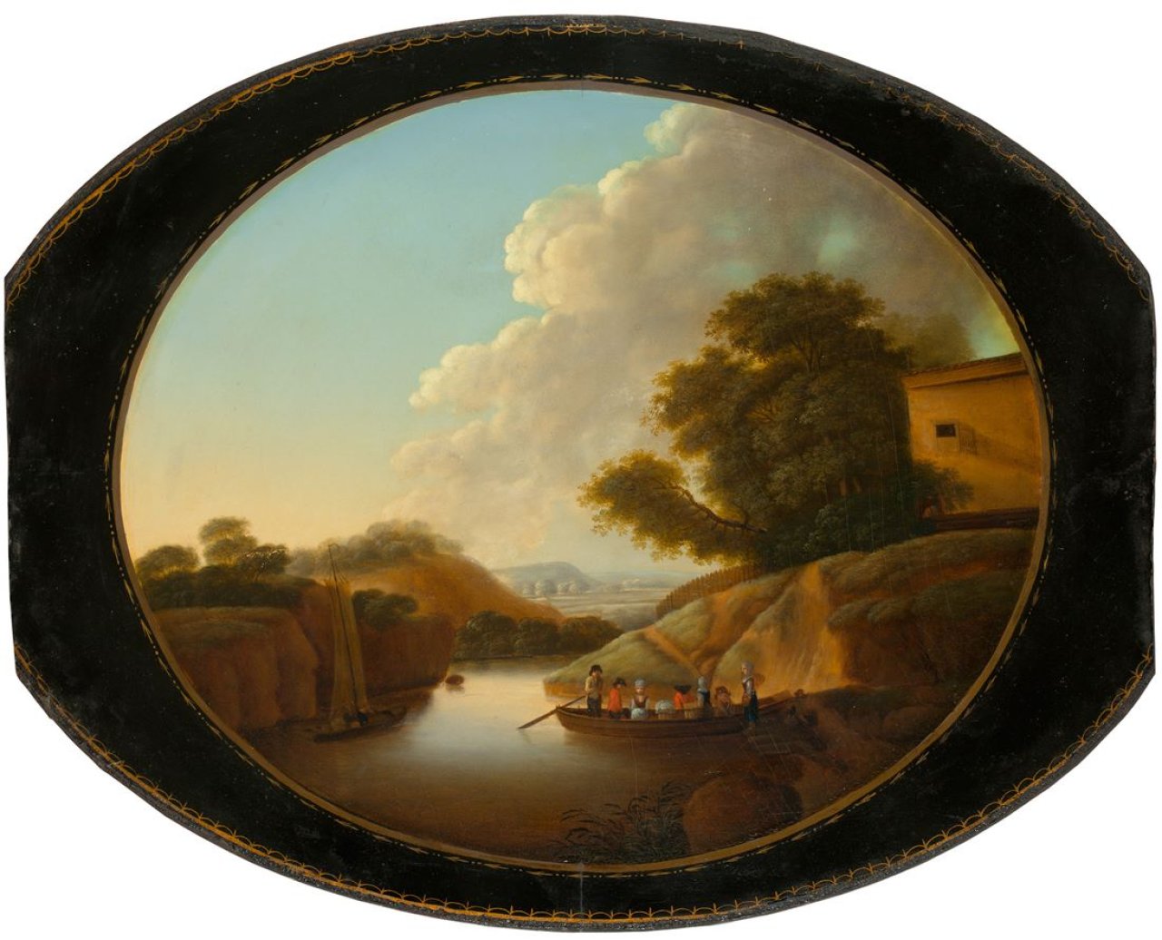 Auf diesem Bild ist das folgende Kunstwerk zu sehen: Friedrich Georg Weitsch. Idylle am Flußufer. Um 1780.