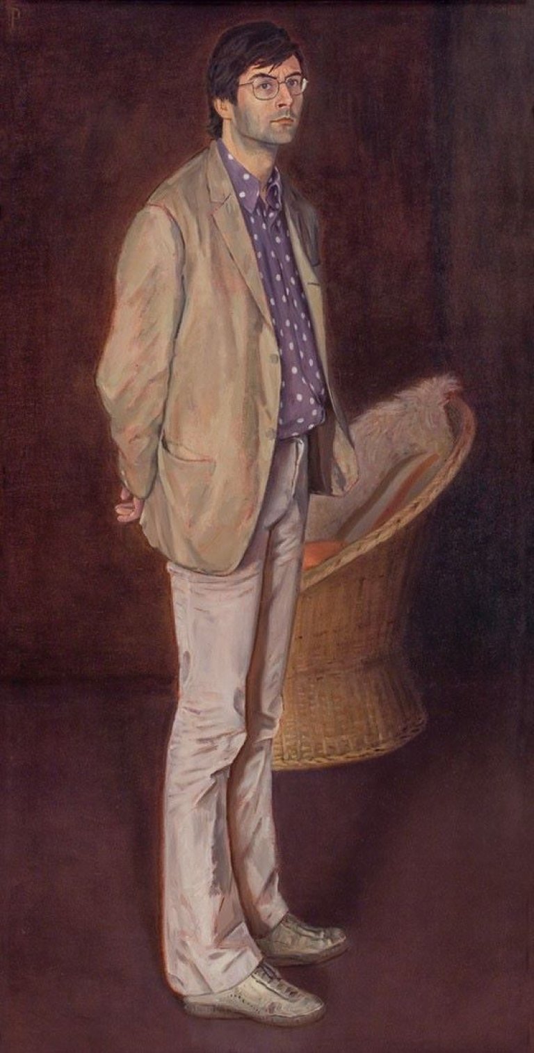 Auf diesem Bild ist das folgende Kunstwerk zu sehen: Manfred Bluth. Porträt Johannes Grützke. 1977.