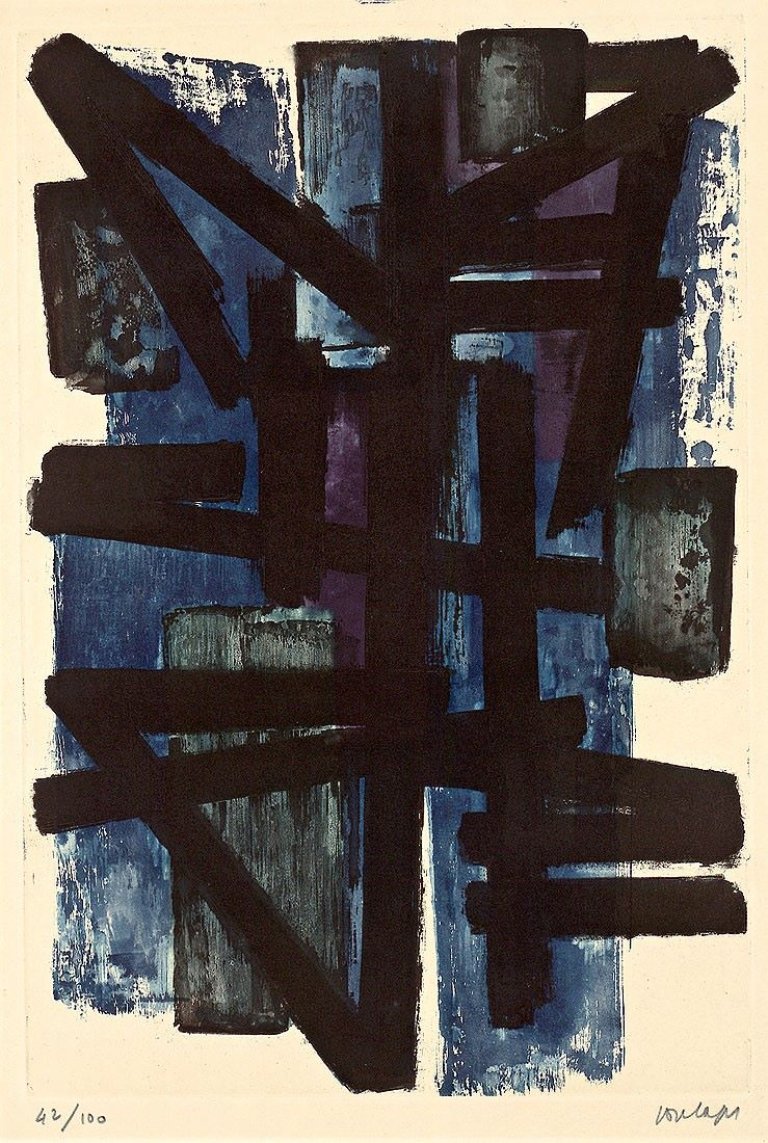 Auf diesem Bild ist das folgende Kunstwerk zu sehen: Pierre Soulages. „Eau-forte I“. 1952.