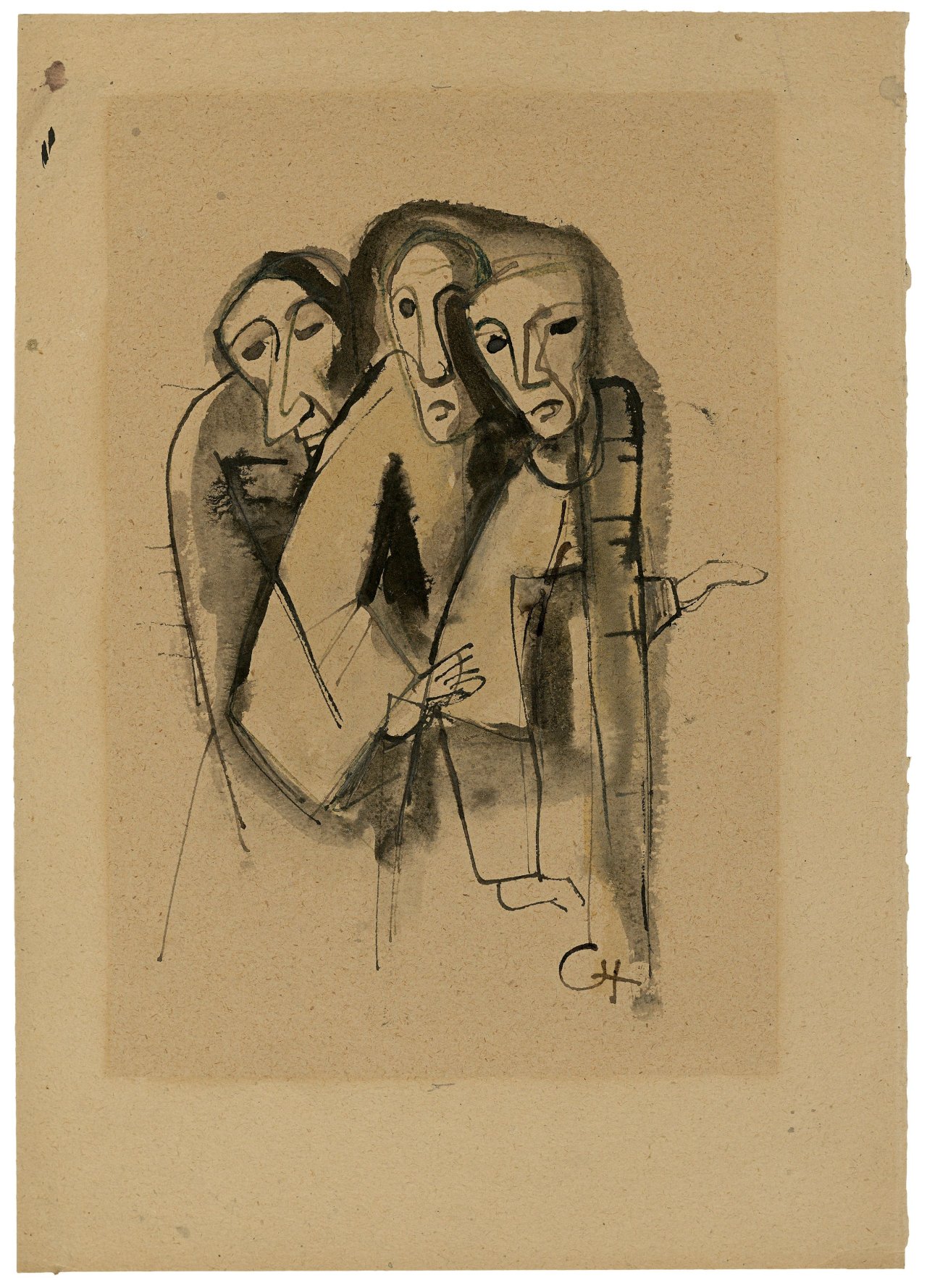 This picture shows the following artwork: Karl Hofer. Three Men. Circa 1940.