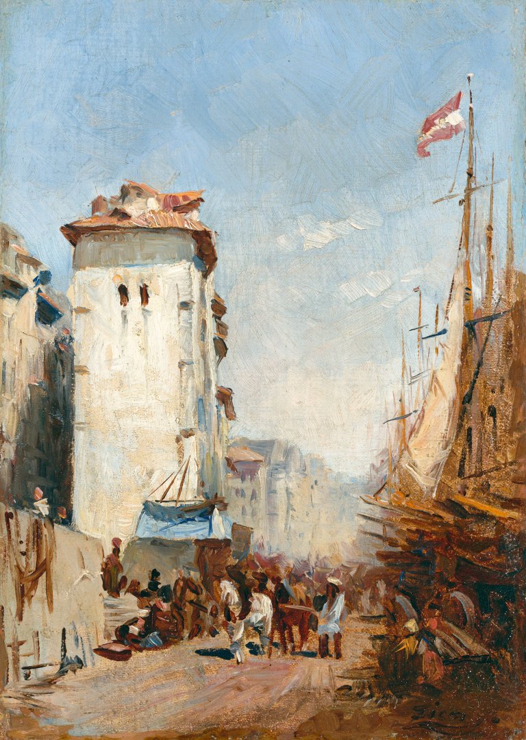 Auf diesem Bild ist das folgende Kunstwerk zu sehen: Félix Ziem. „Un coin du vieux Marseille“.