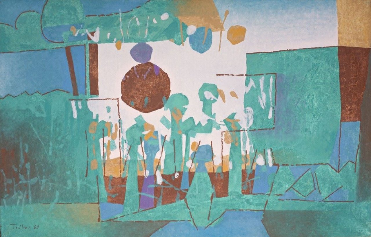 Auf diesem Bild ist das folgende Kunstwerk zu sehen: Heinz Trökes. „Silhouettentreffpunkt“. 1960.