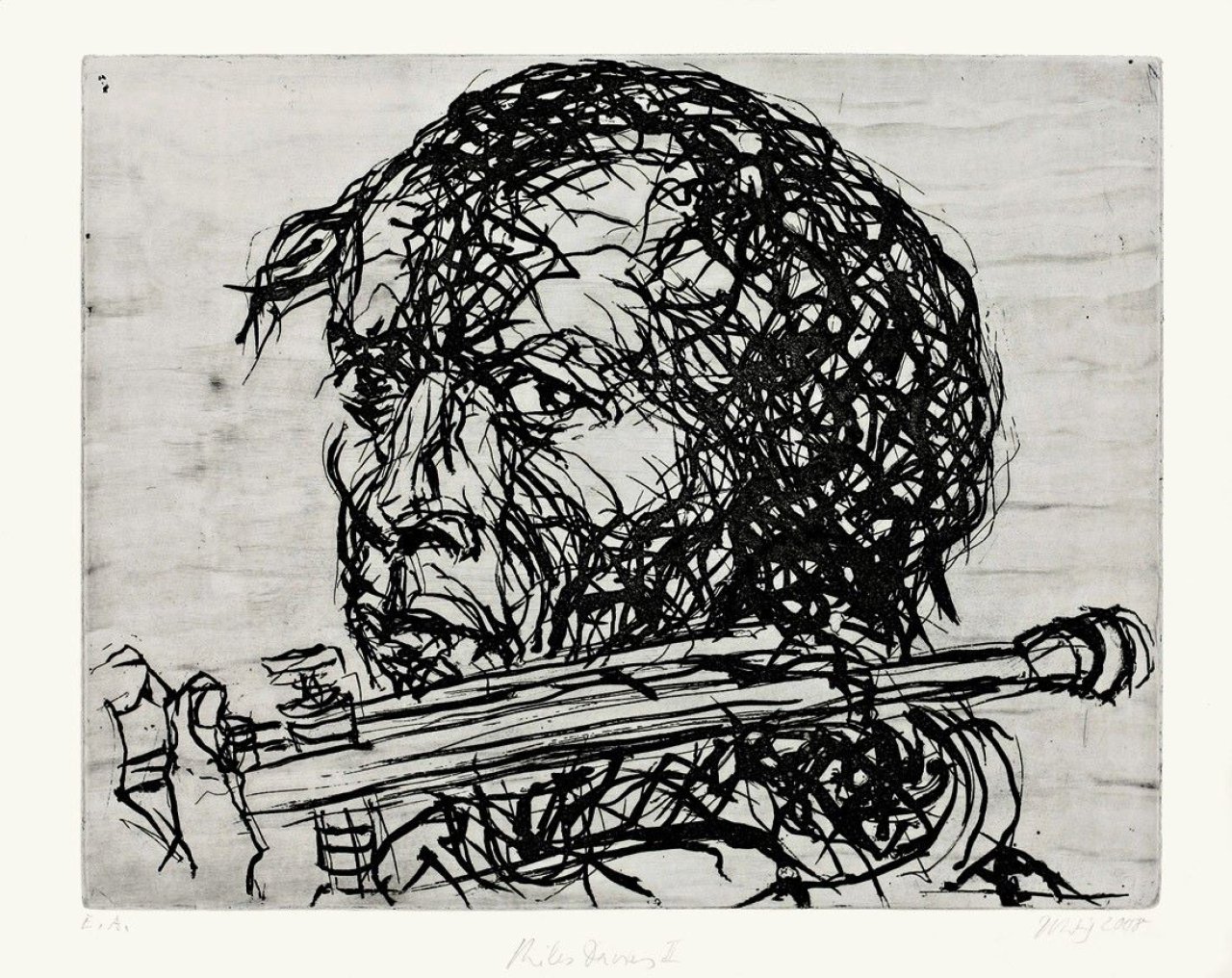 Auf diesem Bild ist das folgende Kunstwerk zu sehen: Max Uhlig. Musikerportraits. 2008.