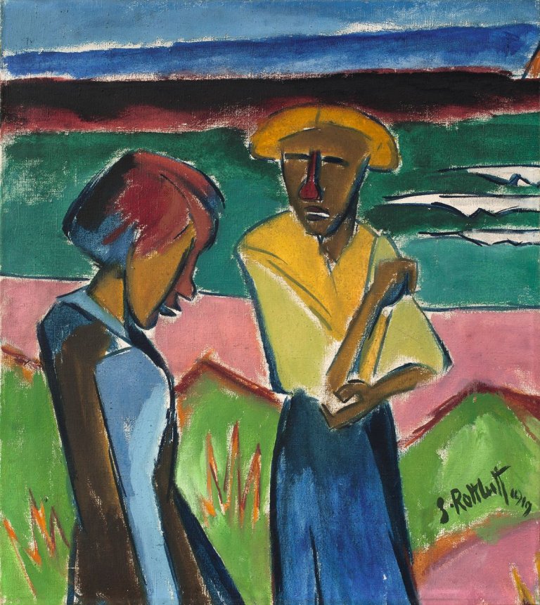 Auf diesem Bild ist das folgende Kunstwerk zu sehen: Karl Schmidt-Rottluff. „Frauen am Meer“. 1919.