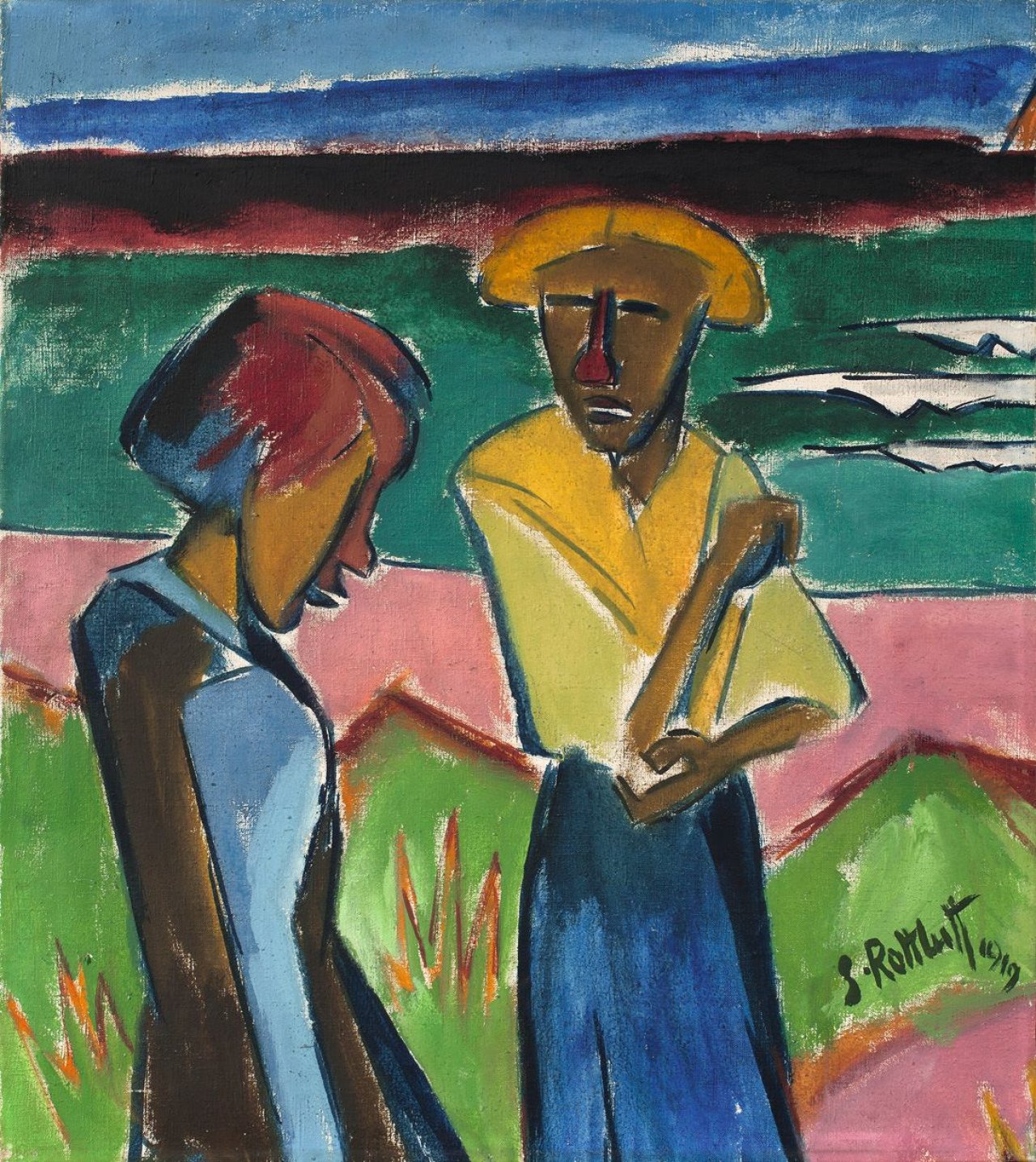 Auf diesem Bild ist das folgende Kunstwerk zu sehen: Karl Schmidt-Rottluff. „Frauen am Meer“. 1919.