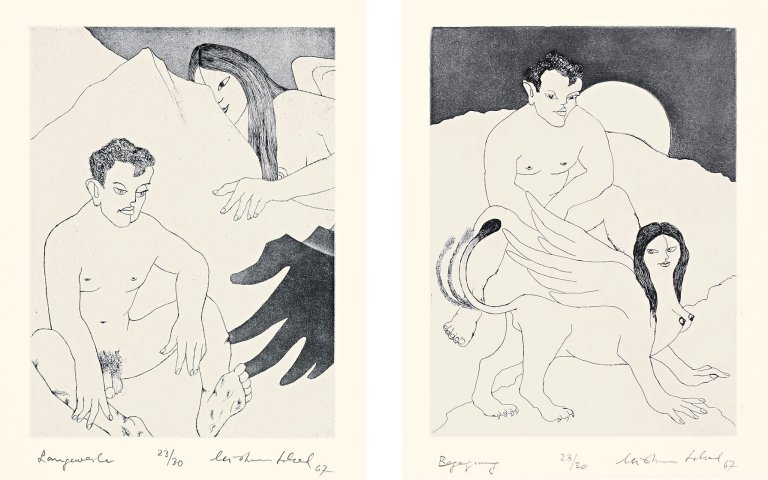 Auf diesem Bild ist das folgende Kunstwerk zu sehen: Christian Schad. „Ödipiade oder Sorgen eines Engagierten“. 1967/75.