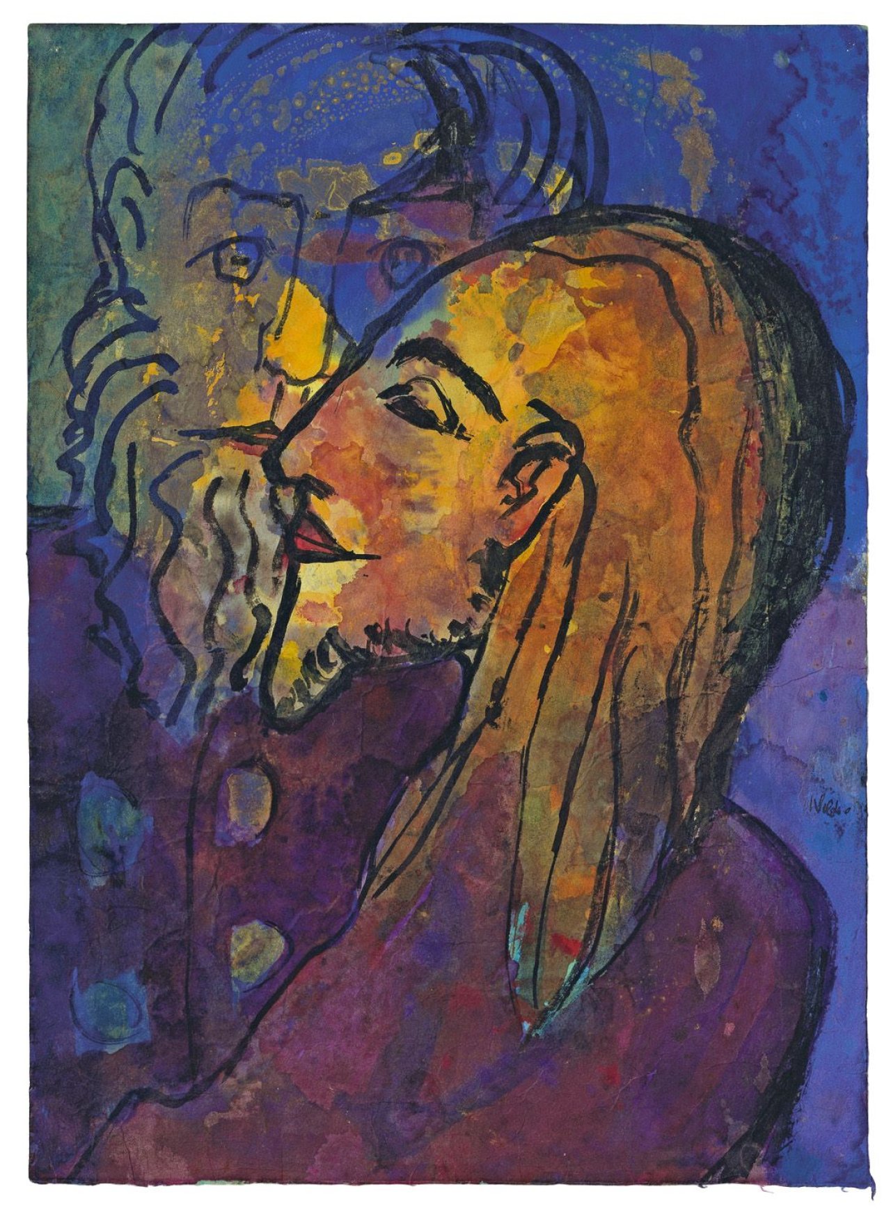 This picture shows the following artwork: Emil Nolde. „ZWEI BÄRTIGE MÄNNER (APOSTEL)“. Circa 1931/35.
