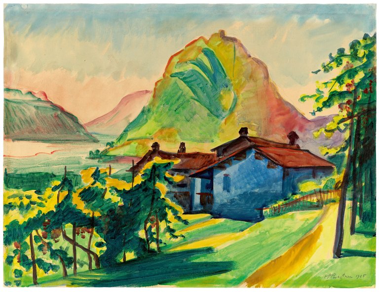 Auf diesem Bild ist das folgende Kunstwerk zu sehen: Max Pechstein. Blick auf den San Salvatore. 1925.