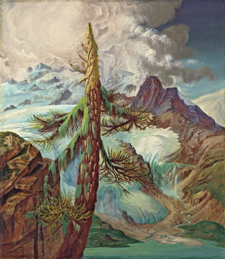 Auf diesem Bild ist das folgende Kunstwerk zu sehen: Otto Dix. „Gletscher im Engadin“. 1938.