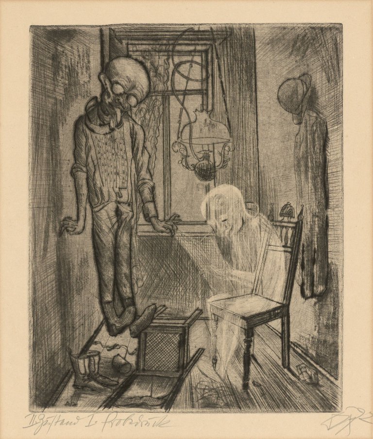 Auf diesem Bild ist das folgende Kunstwerk zu sehen: Otto Dix. „Der Selbstmörder (Erhängter)“. 1922.