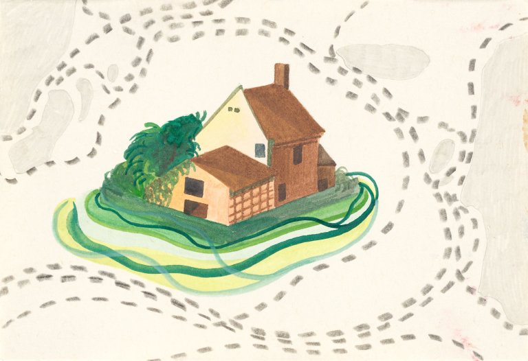 Auf diesem Bild ist das folgende Kunstwerk zu sehen: Franz Ackermann. Ohne Titel (mental map: captain cooks cottage; or the voyages of captain cooks mum). 1992-97.