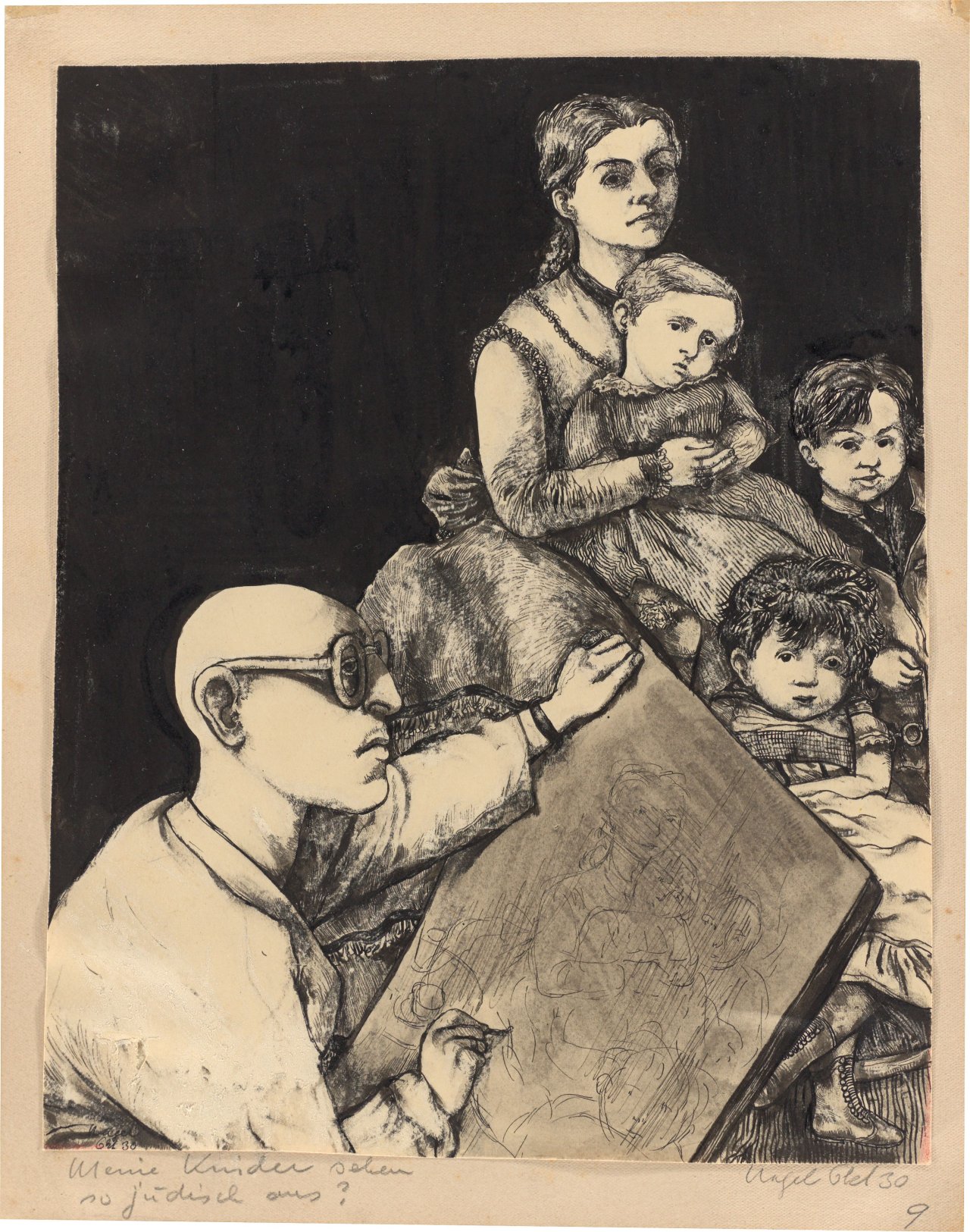 Auf diesem Bild ist das folgende Kunstwerk zu sehen: Hanna Nagel. „Meine Kinder sehen so jüdisch aus?“. 1930.